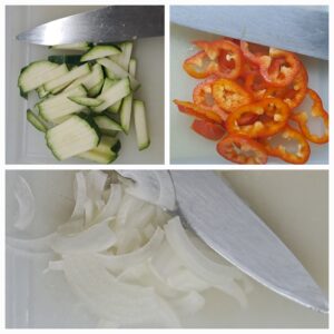 histaminarmer Belag aus Zwiebel, Zucchini und Paprika