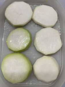 15 Minuten salz eingewirkt