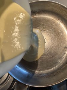 Teig einfließen lassen