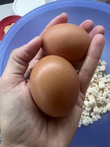 2 extragroße oder 3 normale Eier