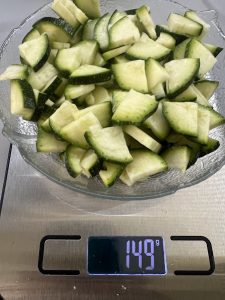 Zucchini geschnitten