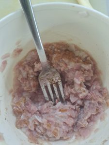 Schinkenspargelfülle gut vermischt